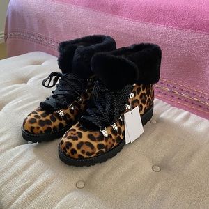 JCrew Nordic Boots in Leopard Calf Hair Hiking 8 Shoes Boots